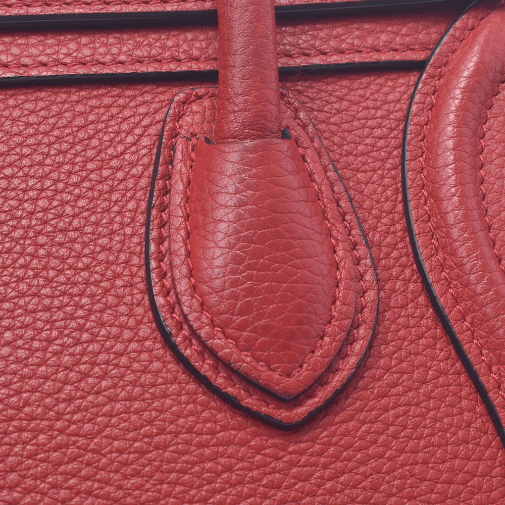 CELINE Luggage Shopper Bag Red Calfskin Handbag - Picture 9 of 9